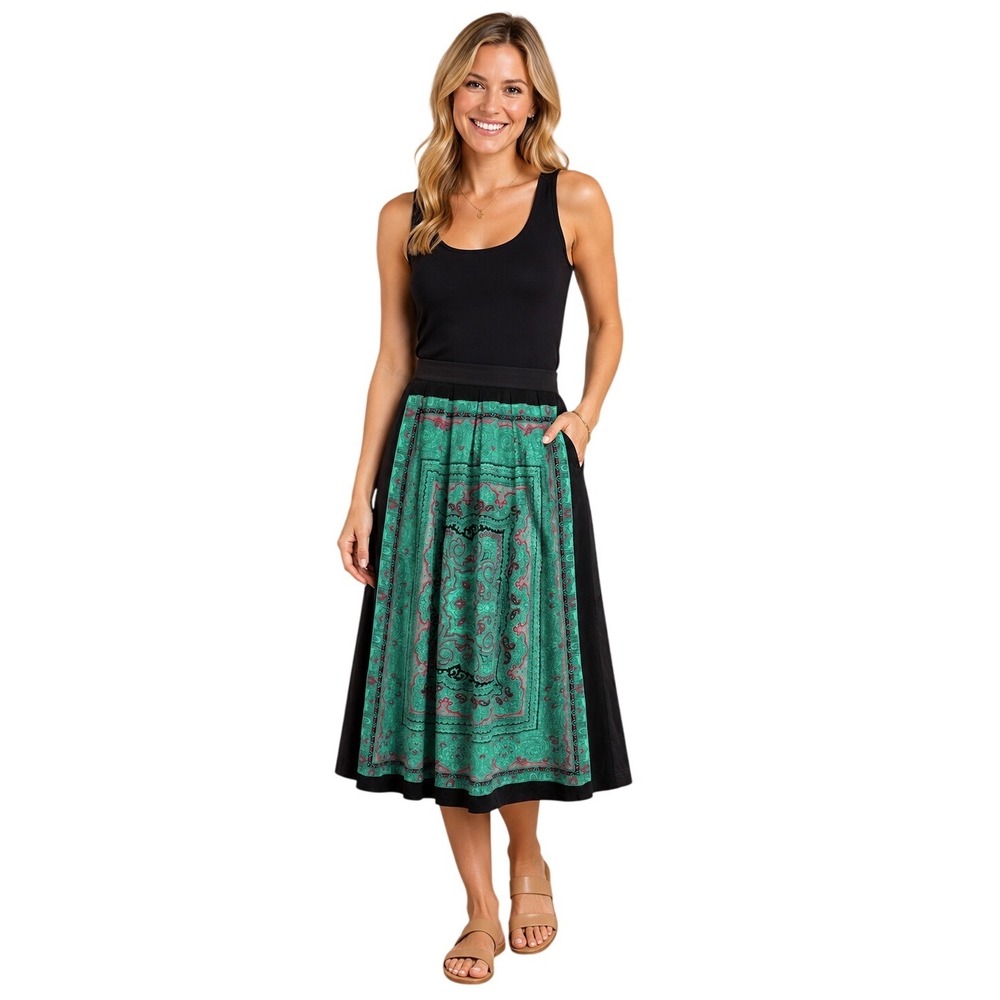 Vintage JM Collection Anne Crimmins Silk Paisley Midi Skirt Size 6